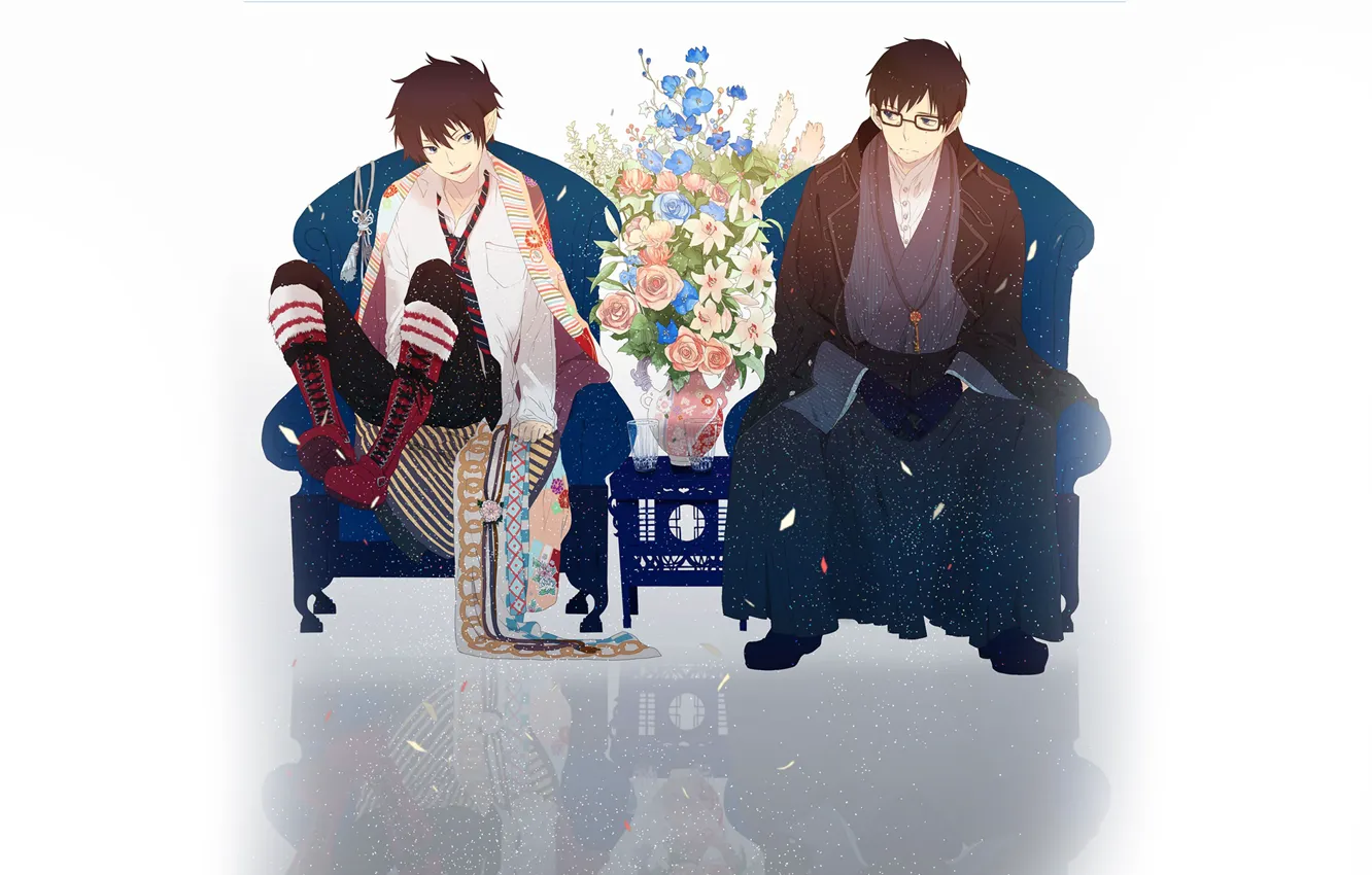 Photo wallpaper anime, art, brothers, Ao no Exorcist, Blue exorcist, poludemon, Yukio Okumura, Okumura Rin