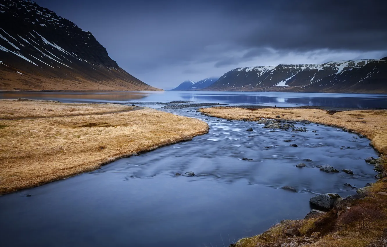 Photo wallpaper mountains, nature, river