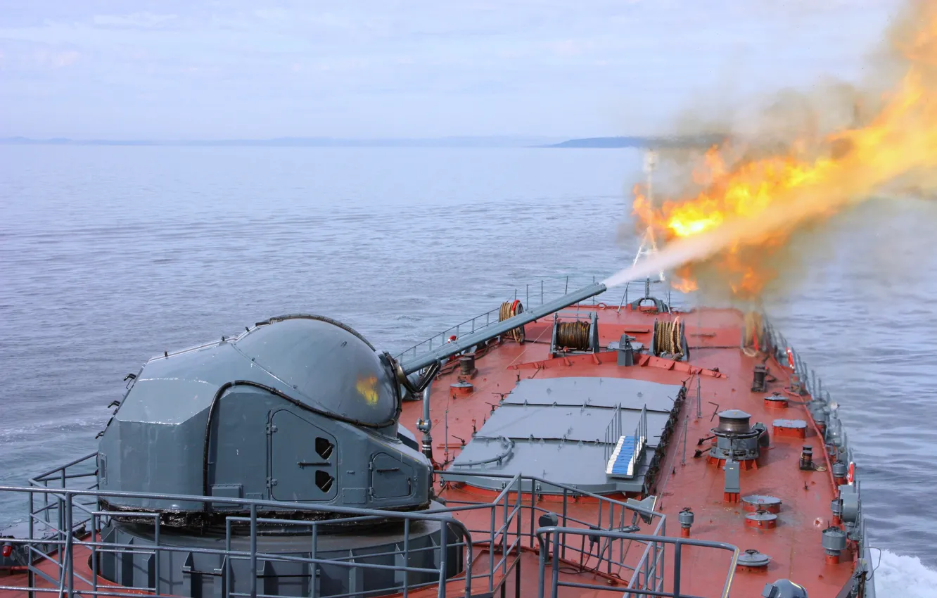 Photo wallpaper ship, large, shooting, George, landing