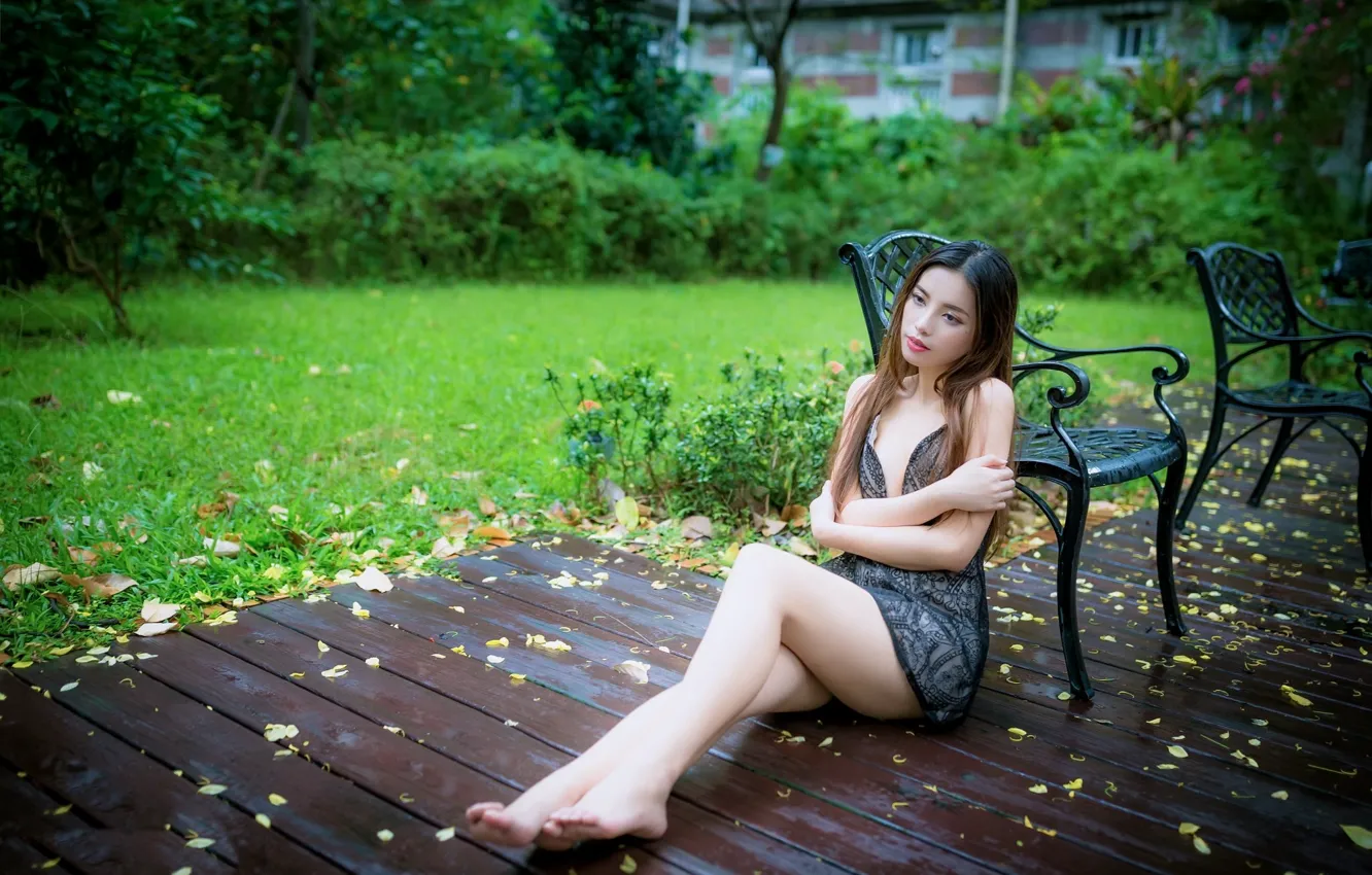 Photo wallpaper girl, pose, Asian