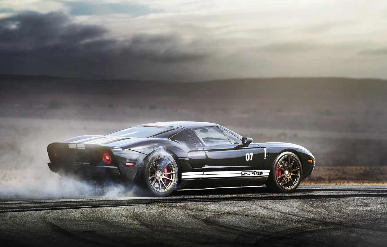 Photo wallpaper supercar, burnout, ford gt