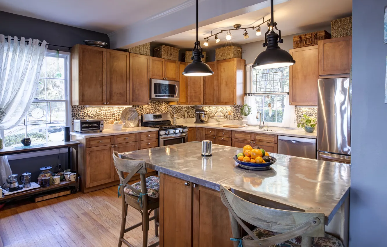 Photo wallpaper light, house, modern, inside, interior, luxury, kitchen, indoor