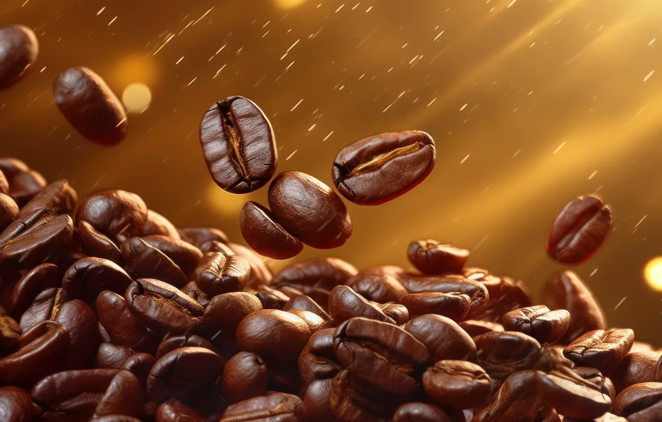 Photo wallpaper coffee, coffee beans, AI art, neural network