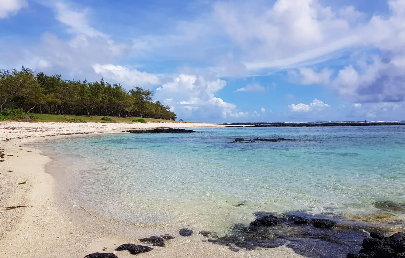 Photo wallpaper sand, beach, the ocean, coast, island, The Indian ocean, Mauritius, Mauritius