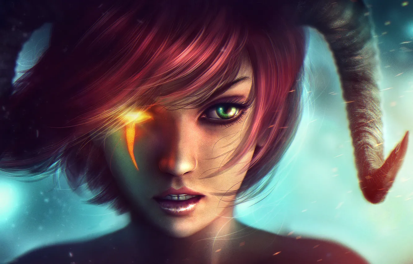 Photo wallpaper face, horns, art, Dungeons and Dragons