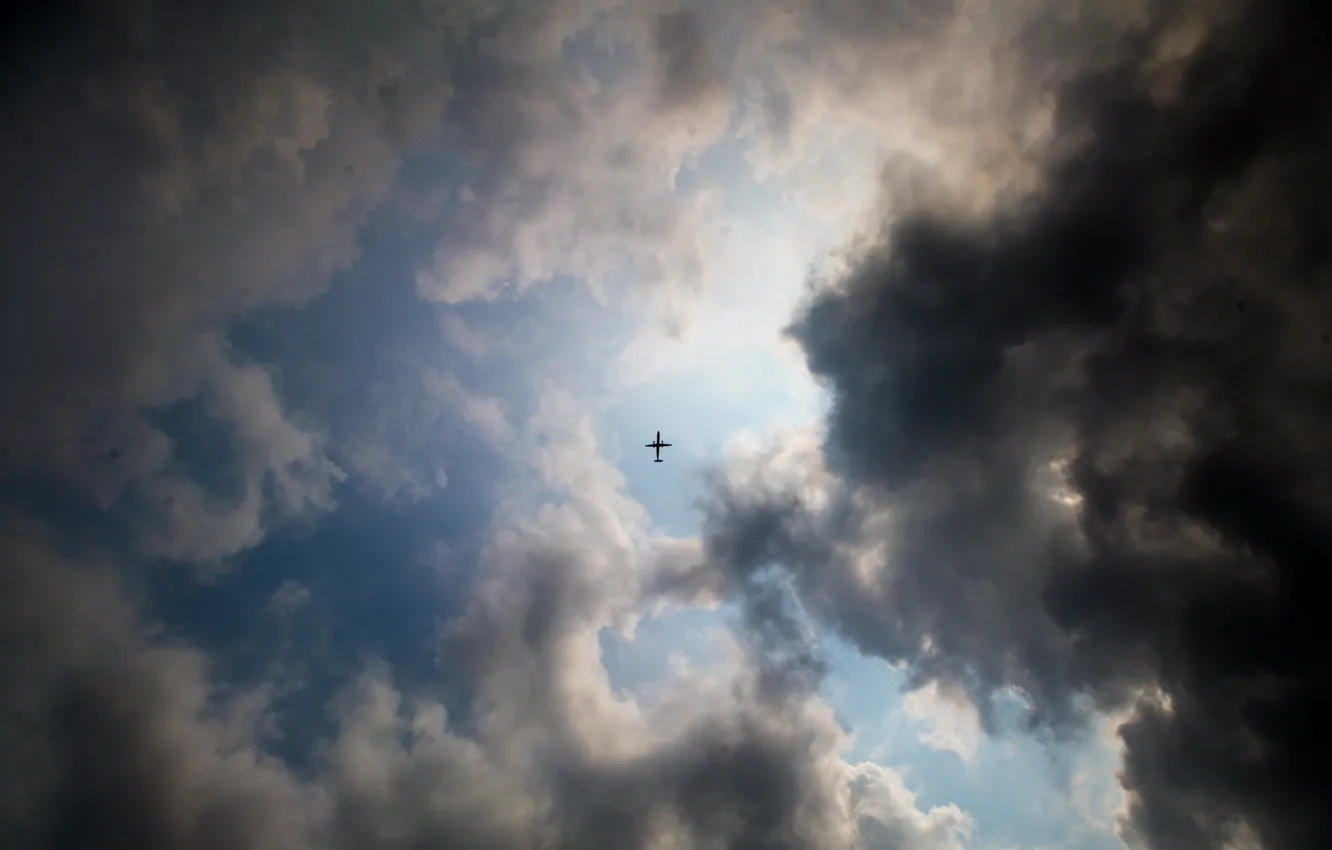 Photo wallpaper the sky, clouds, the plane