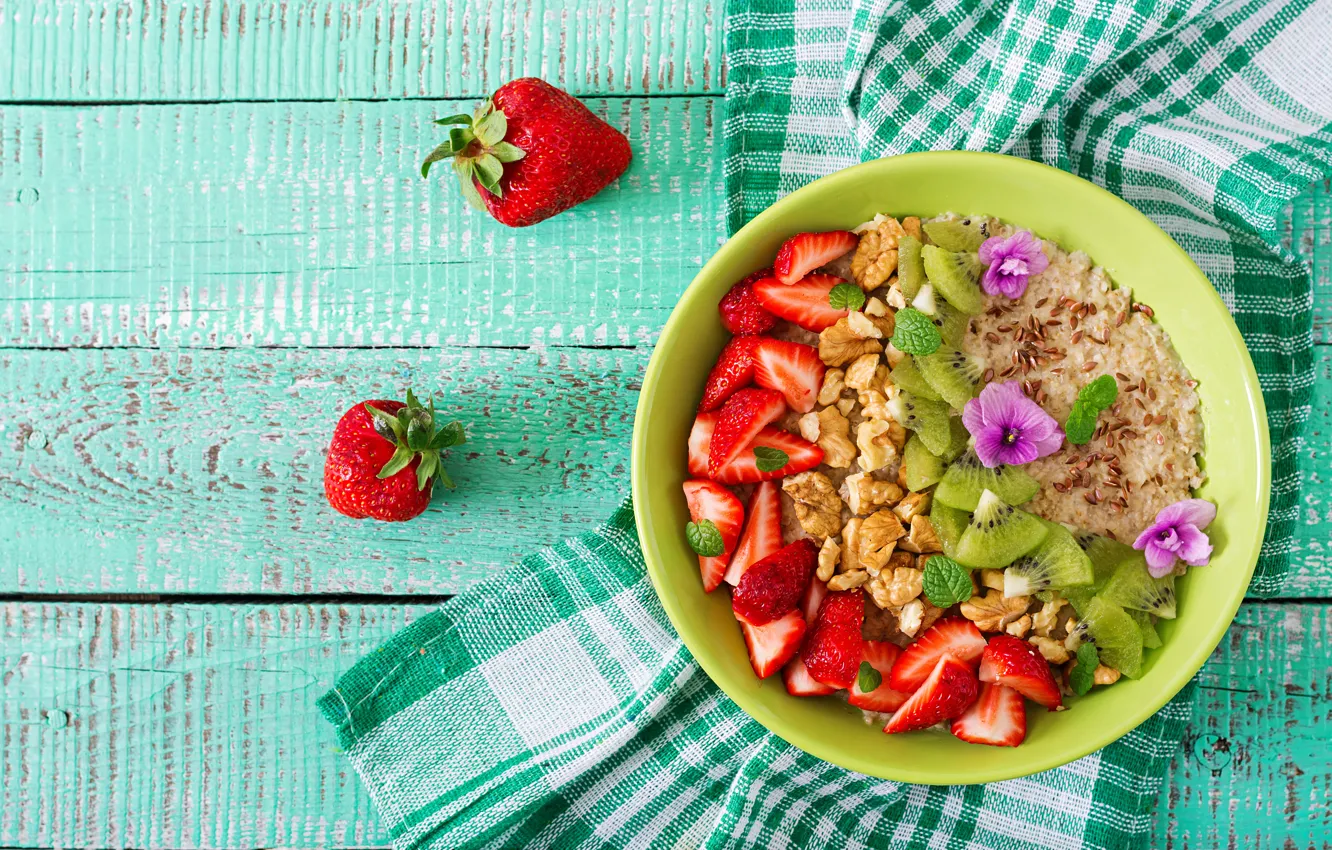 Photo wallpaper berries, fruit, muesli, Breakfast