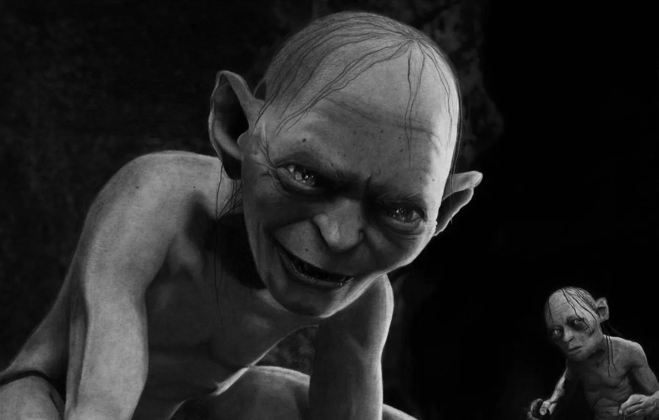 Photo wallpaper Gollum, The Lord of the Rings, artwork, The Hobbit, Sméagol