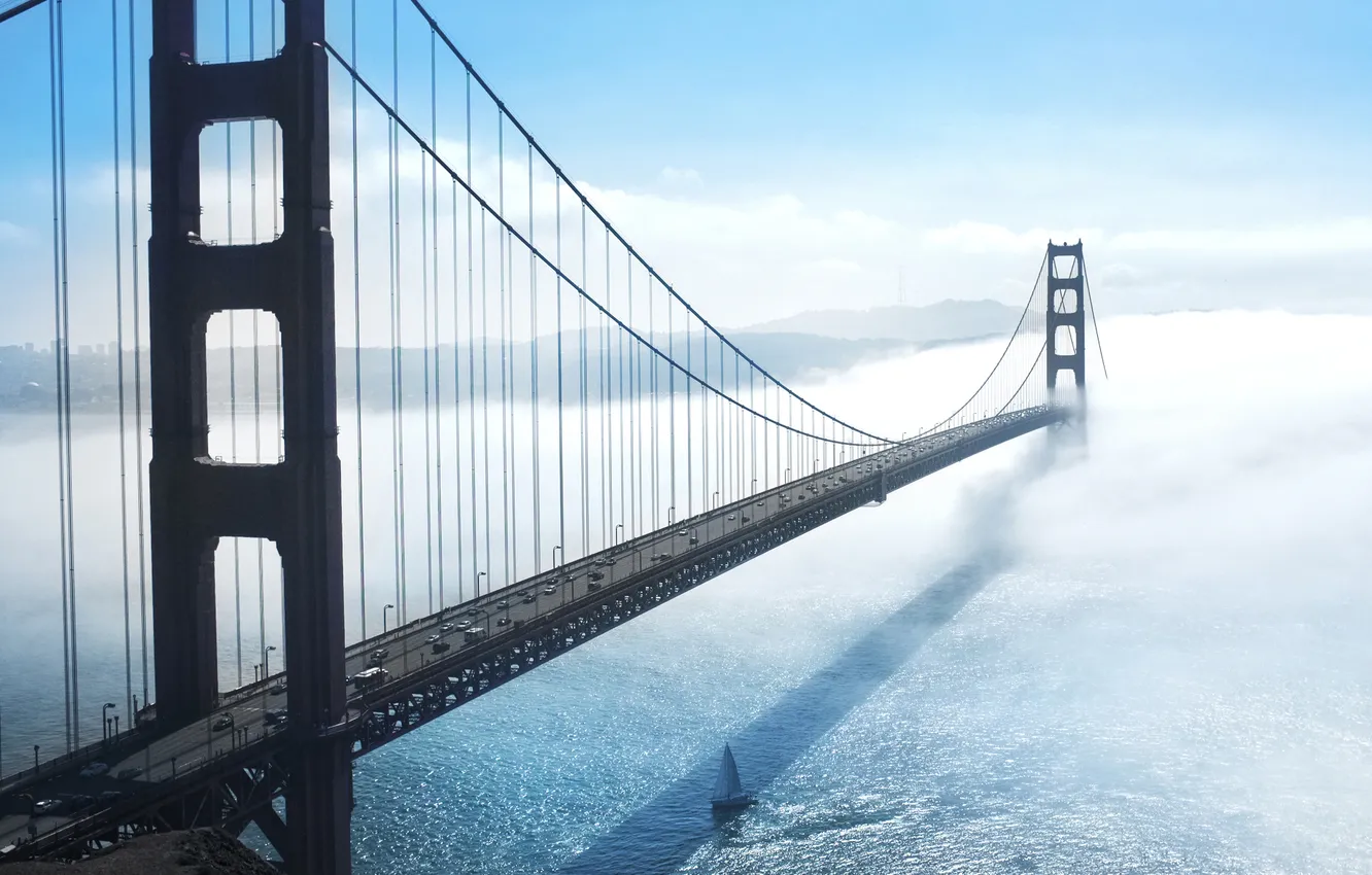 Photo wallpaper fog, Strait, Bridge, San Francisco, Golden Gate, Golden Gate Bridge, San Francisco