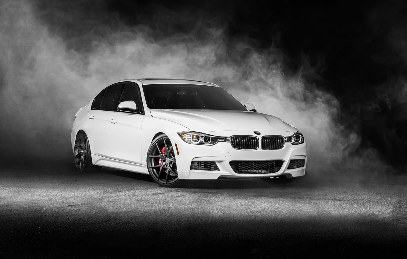 Photo wallpaper BMW, white, Vorsteiner, front, F30, 3 Series