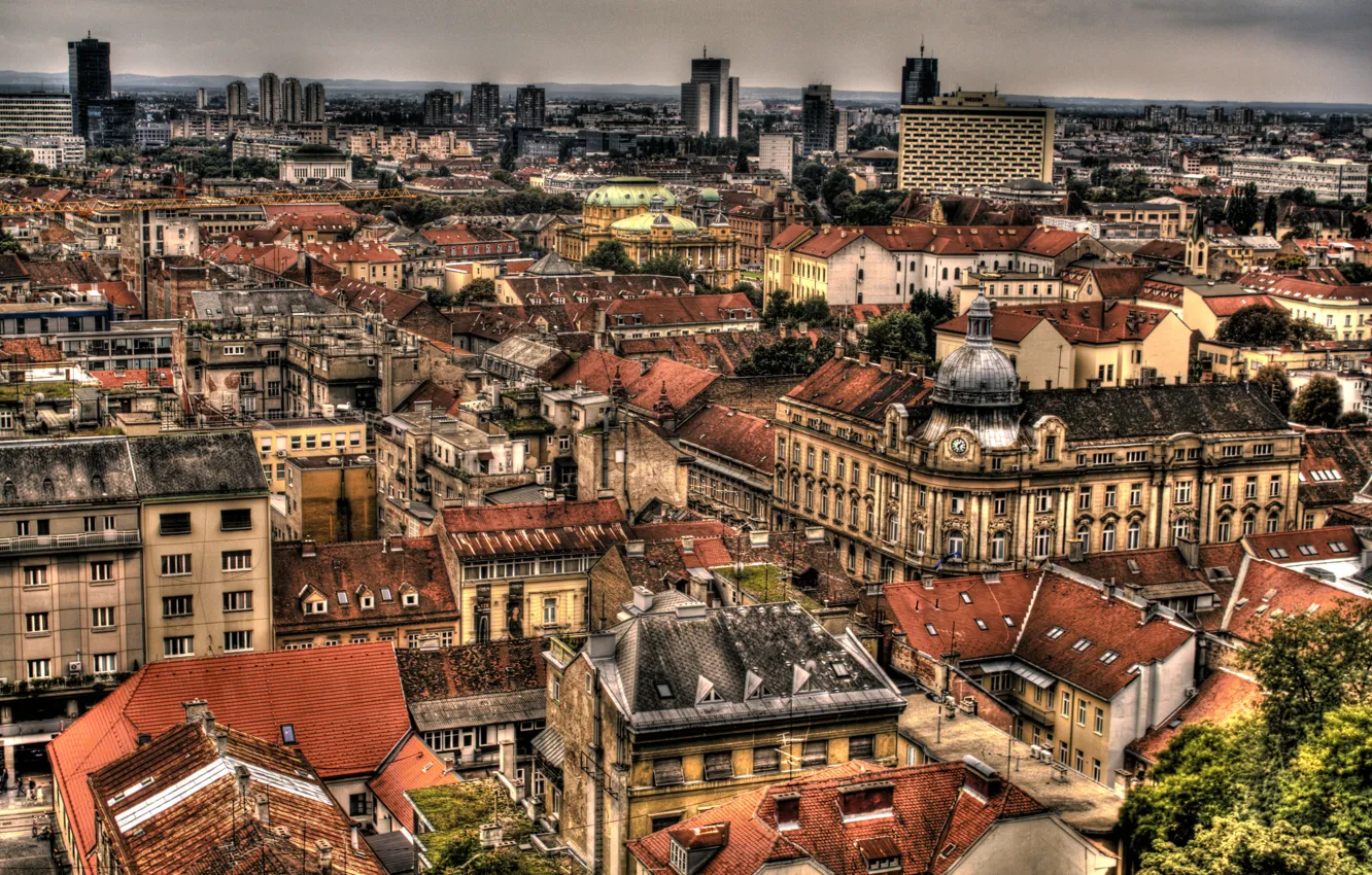 Photo wallpaper city, the city, building, roof, Croatia, capital, Croatia, Zagreb