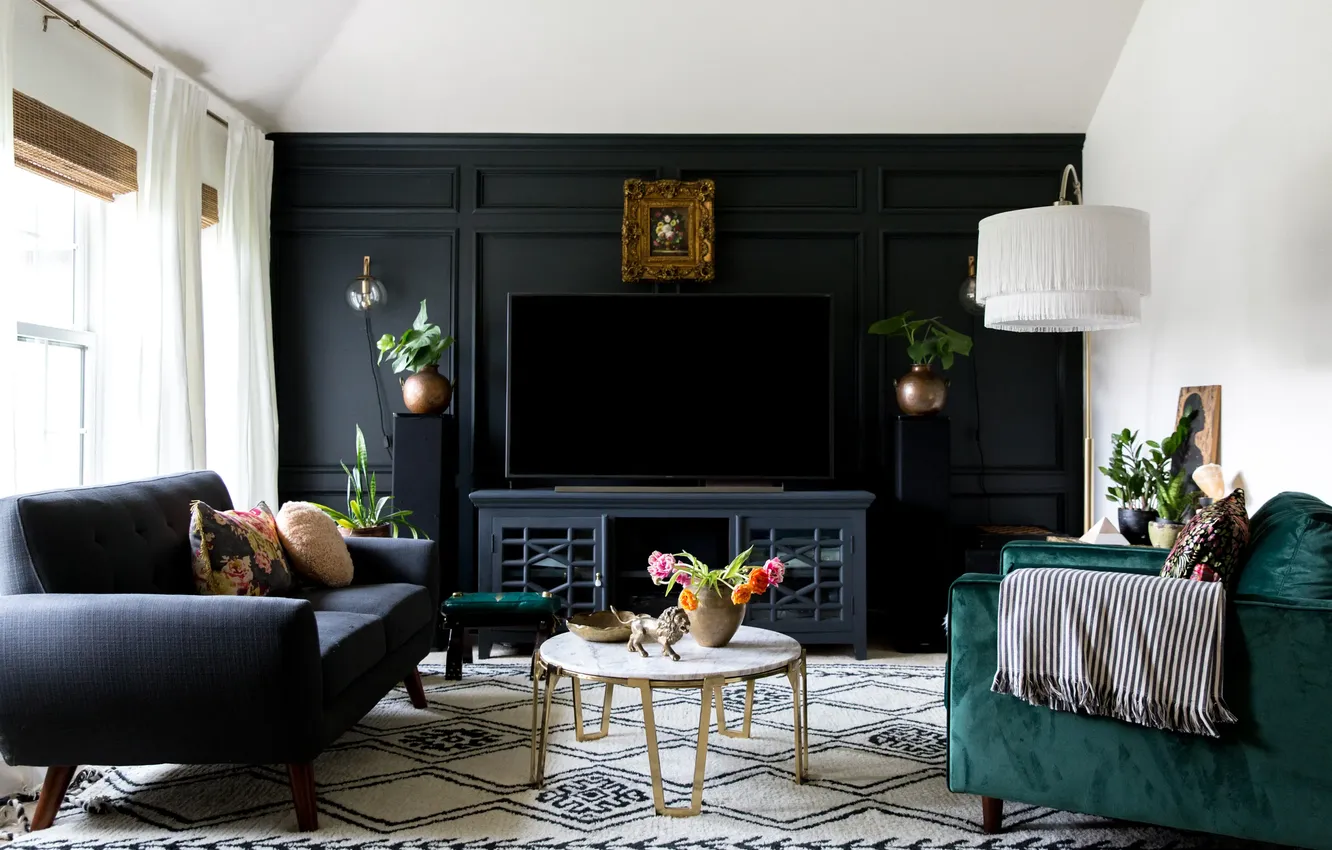 Photo wallpaper design, style, room, plant, interior, living room, upholstered furniture