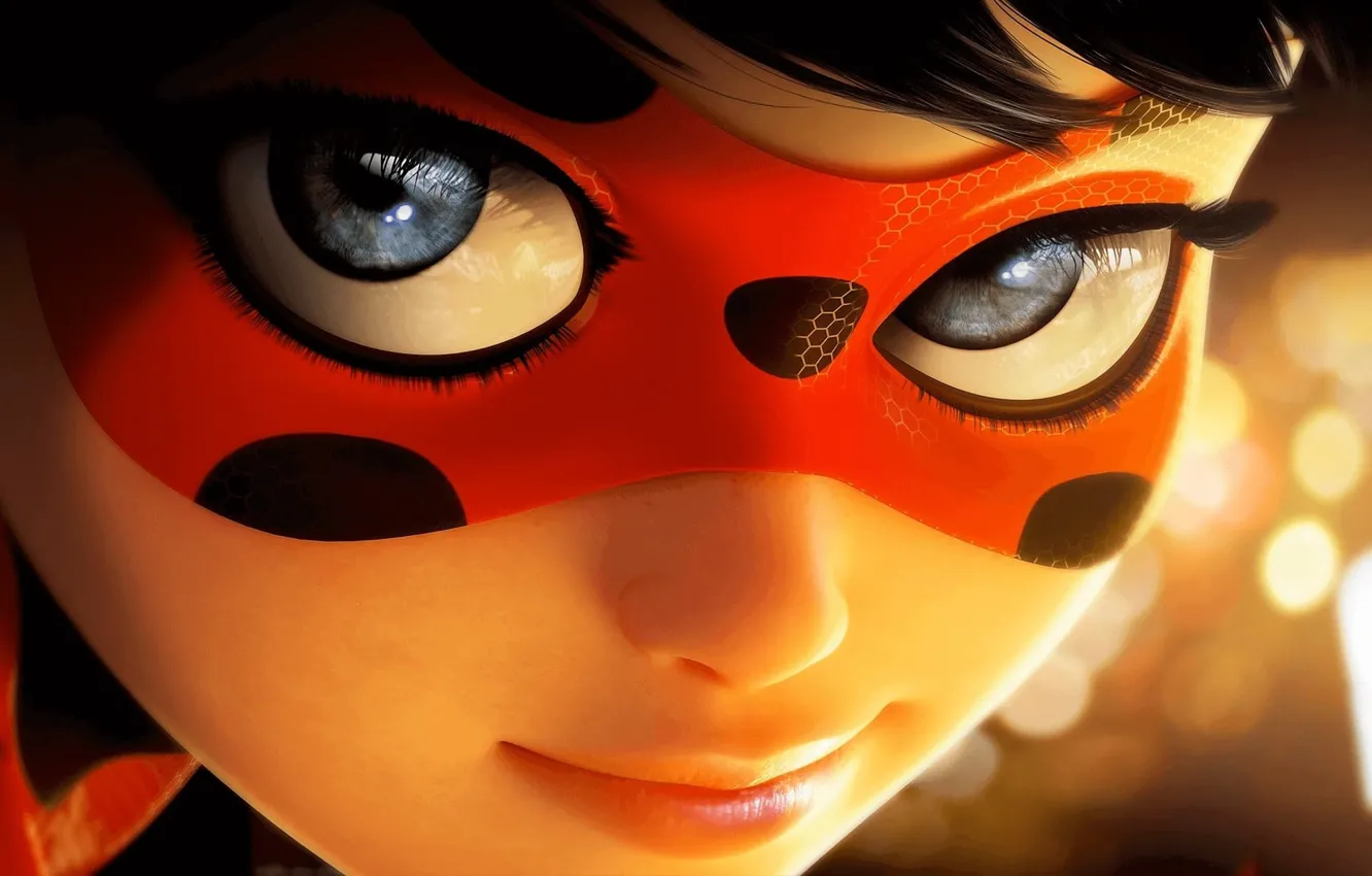 Photo wallpaper look, lights, mask, Lady Bug