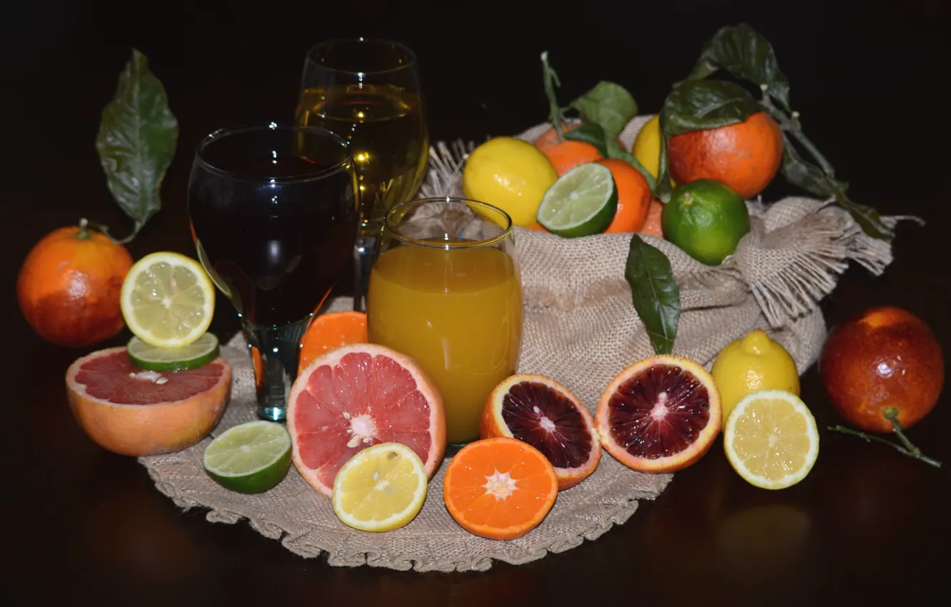 Photo wallpaper lemon, orange, juice, lime, citrus