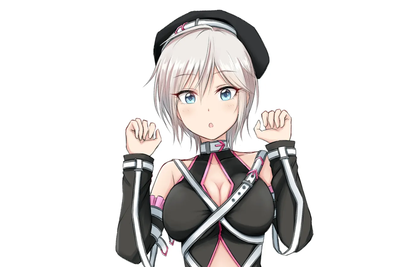 Photo wallpaper girl, sexy, Anastasia, cleavage, blouse, boobs, anime, blue eyes