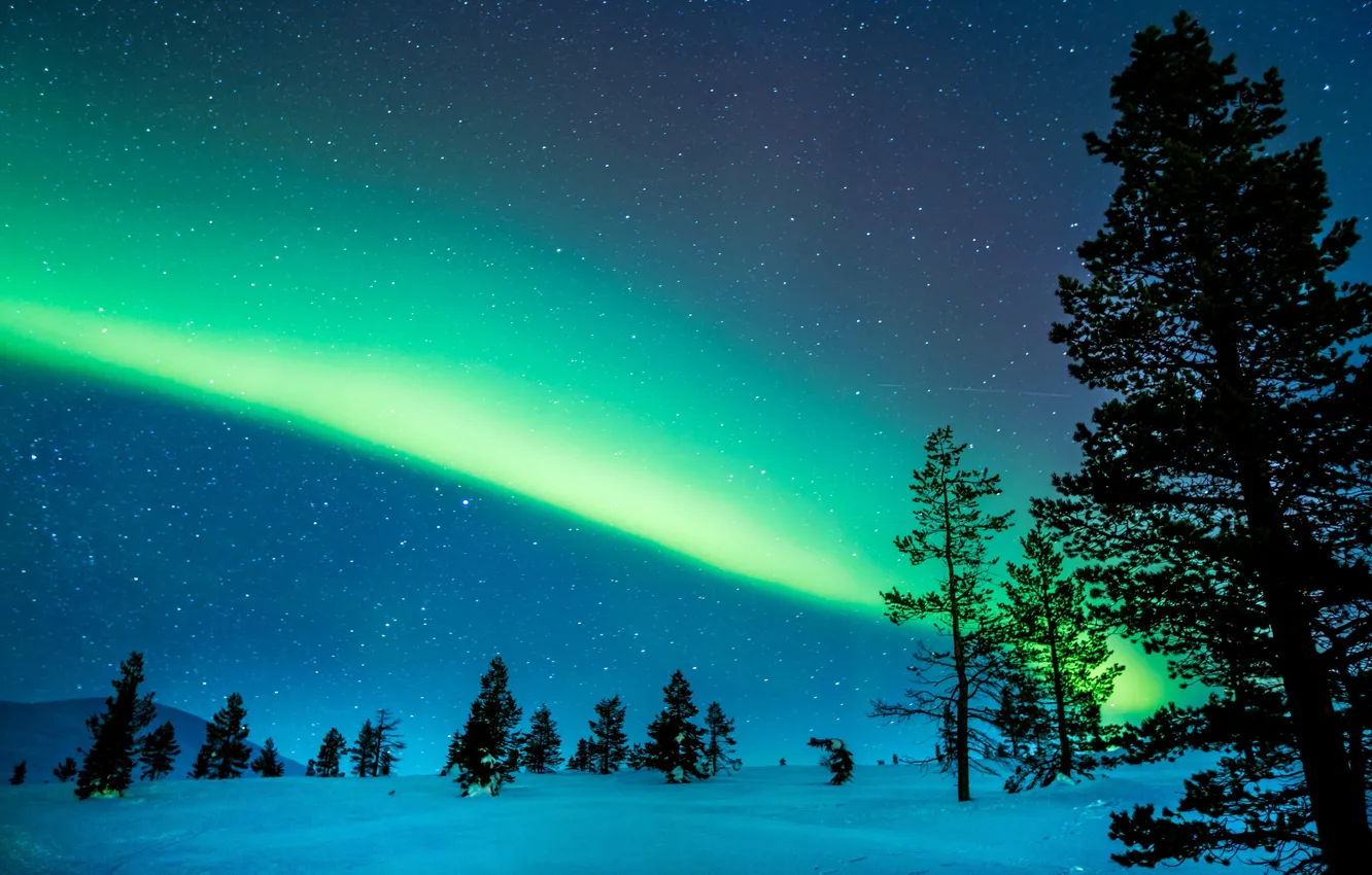 Photo wallpaper lights, Aurora, landscape, night, background, Finland, Borealis