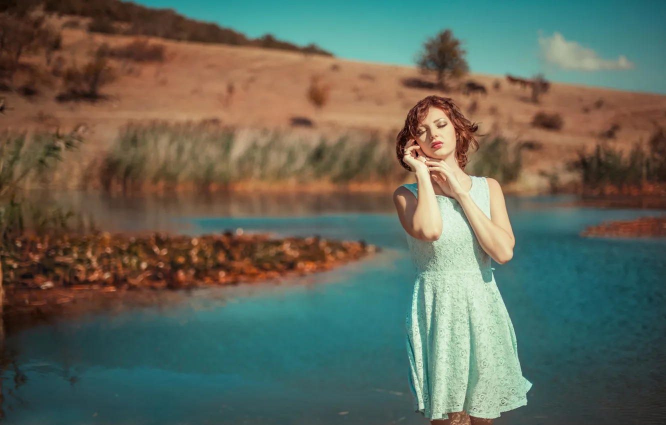 Photo wallpaper summer, girl, dress, bokeh