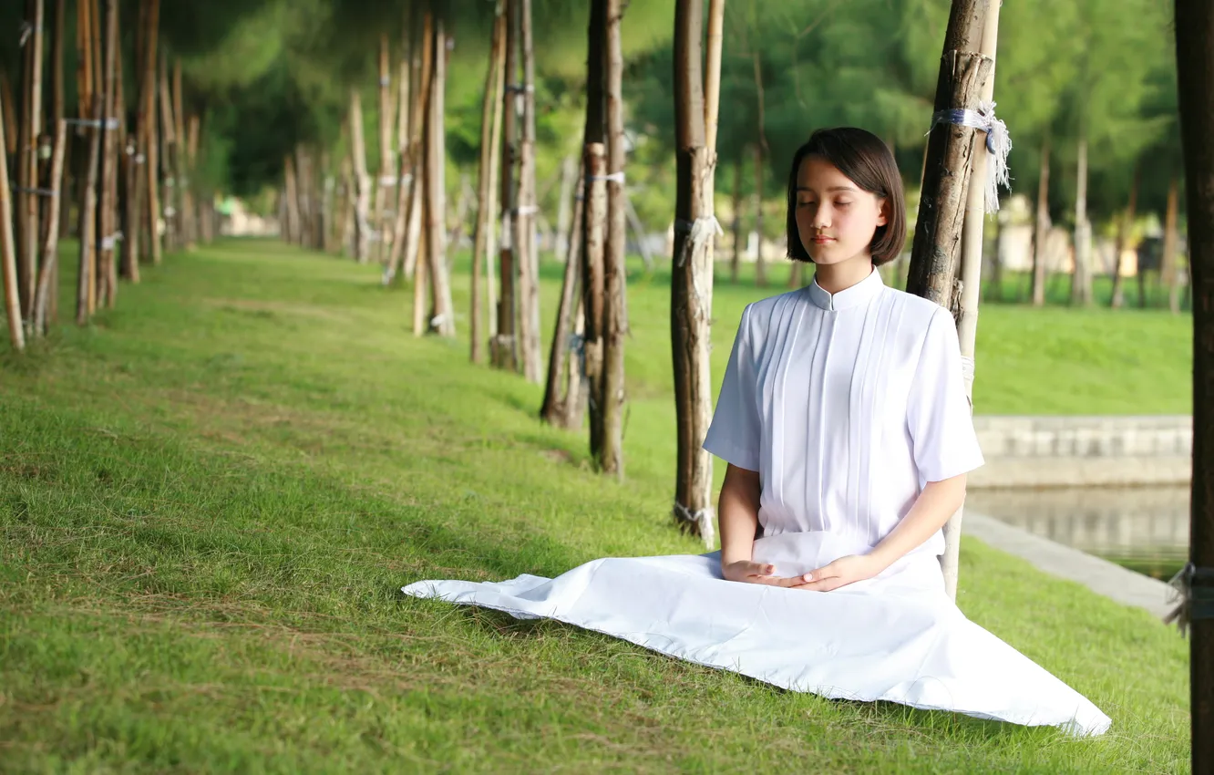 Photo wallpaper girl, serenity, calm, meditation