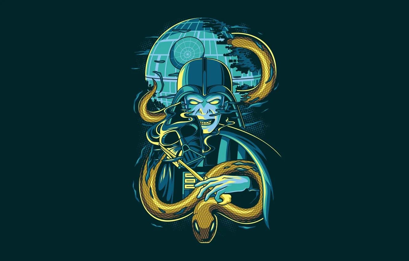 Photo wallpaper vector, Star Wars, Darth Vader, fantasy, Snake, art, background, animal