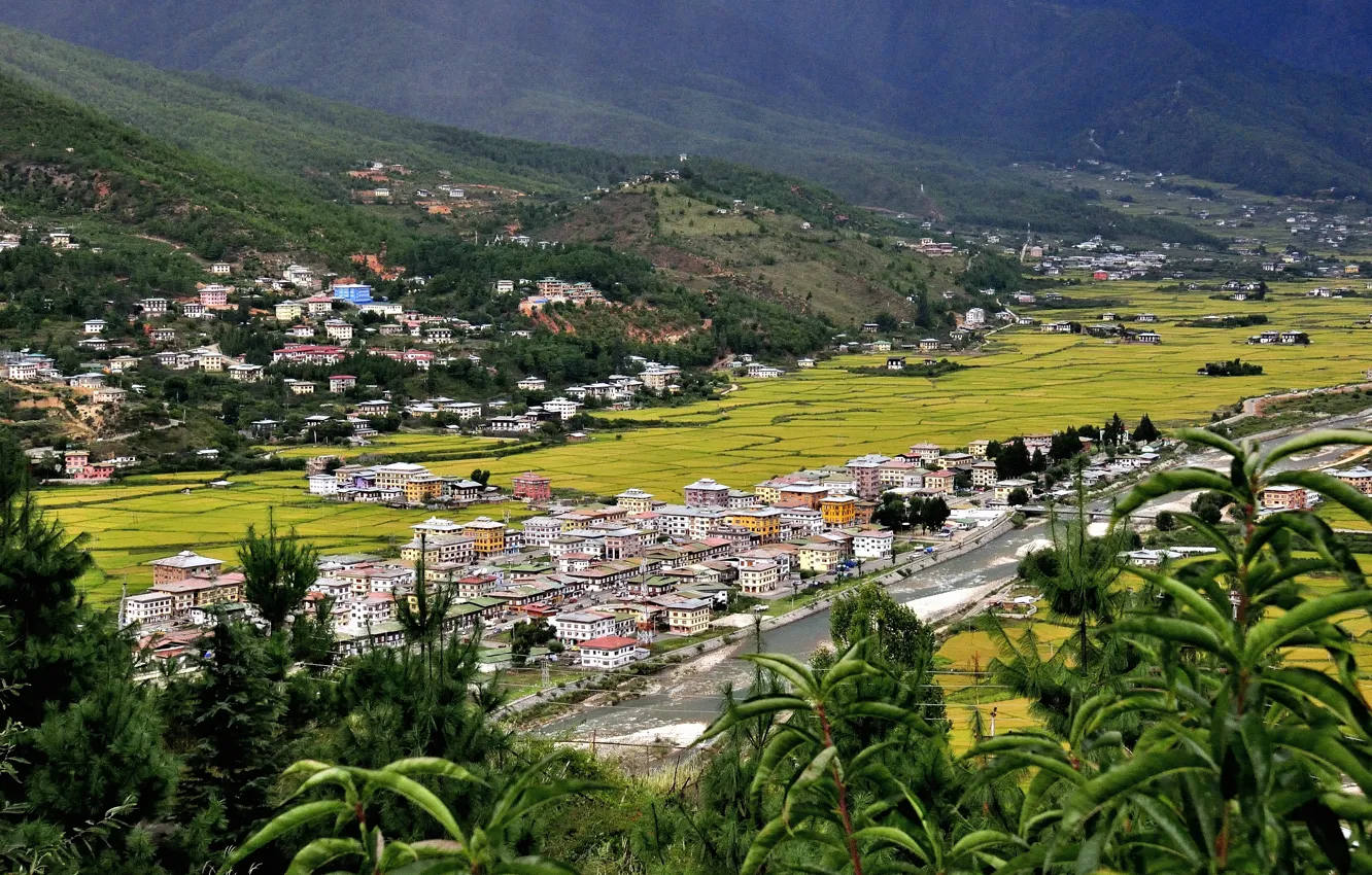 Photo wallpaper mountain, valley, Kingdom, Himalaya, Western Bhutan, Paro