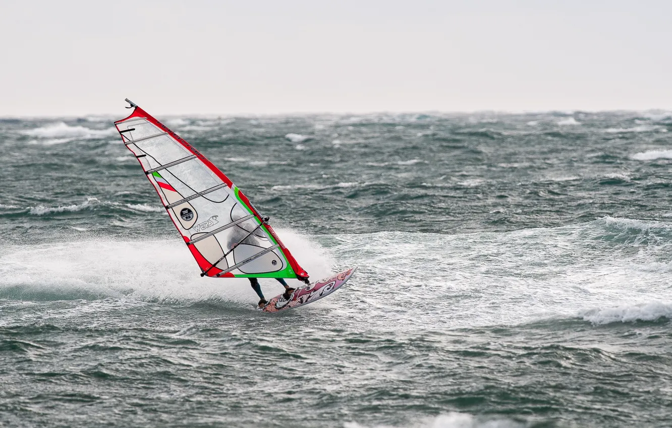 Photo wallpaper sea, sport, Windsurfer