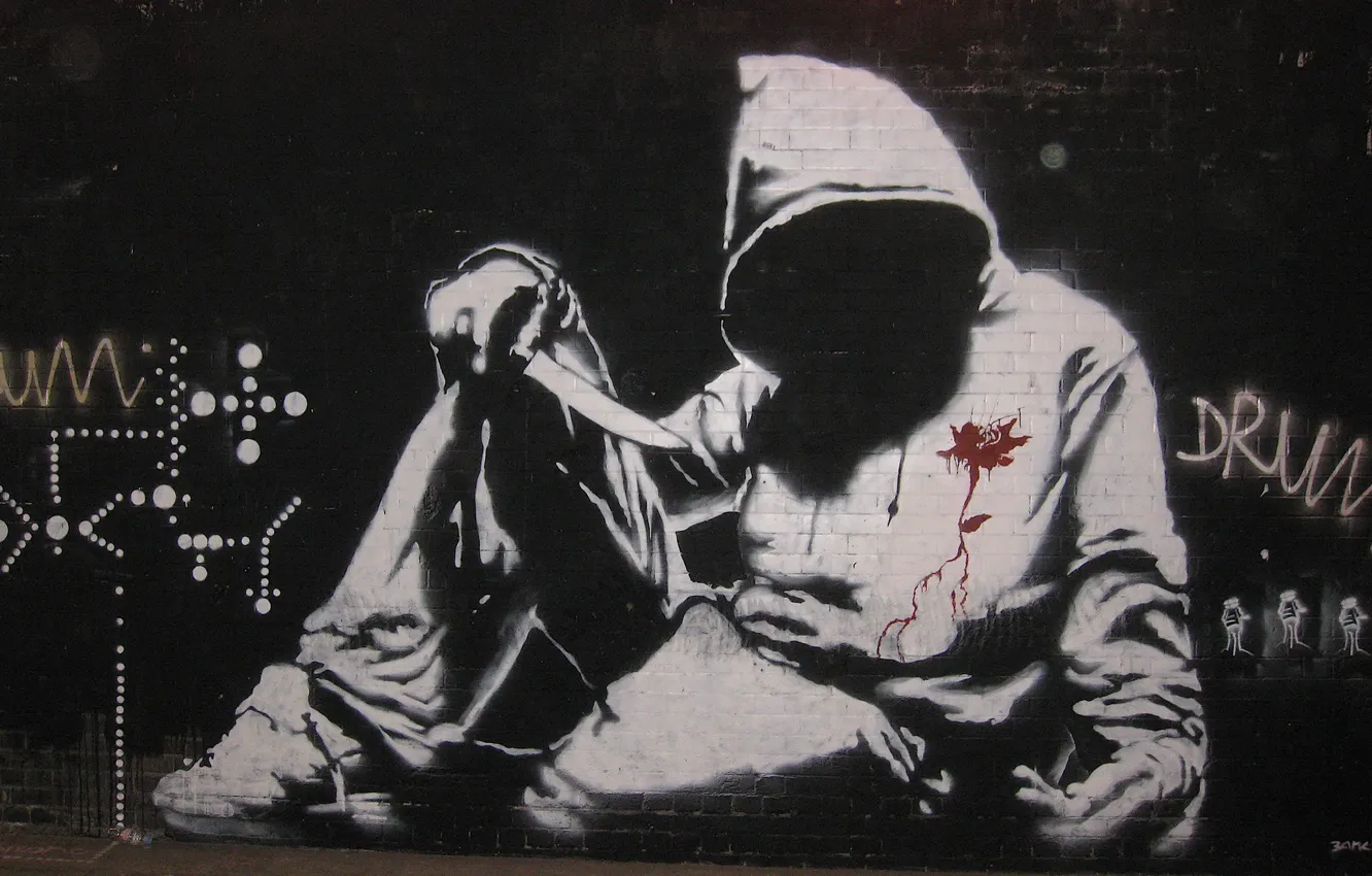 Photo wallpaper Graffiti, Banksy, Hoodie