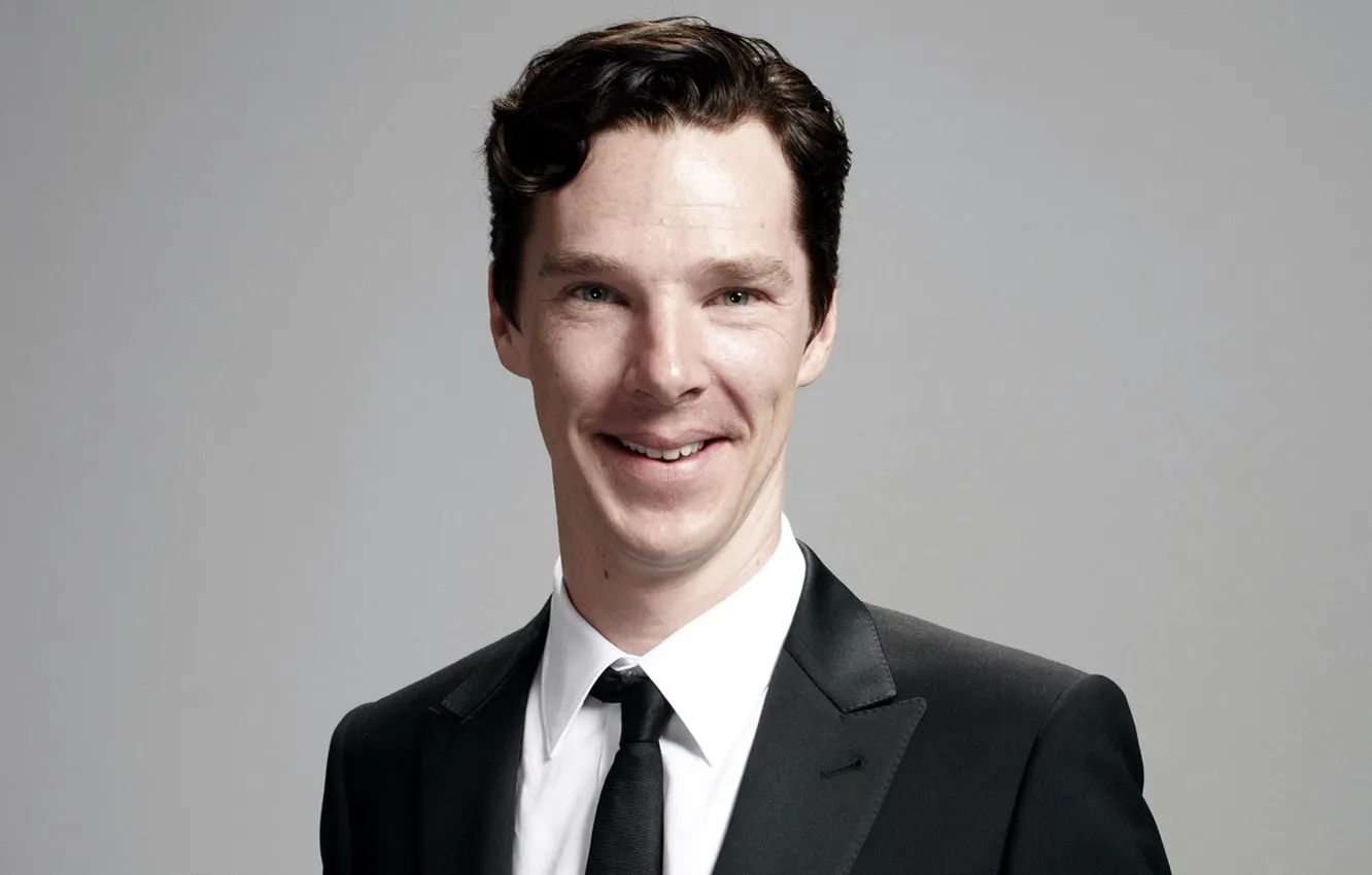 Photo wallpaper grey background, Benedict Cumberbatch, Benedict Cumberbatch, British actor