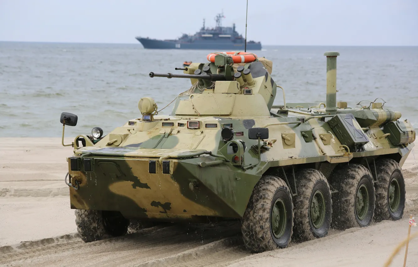 Photo wallpaper machine, combat, BTR-80, APC, infantry