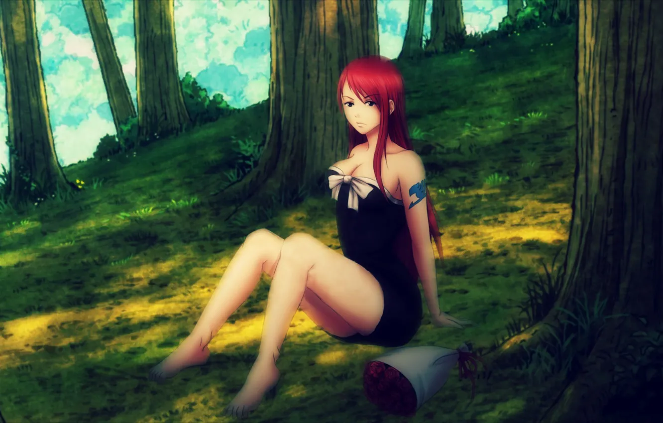 Photo wallpaper red, girl, hot, sexy, lingerie, Hot, Nature, Anime