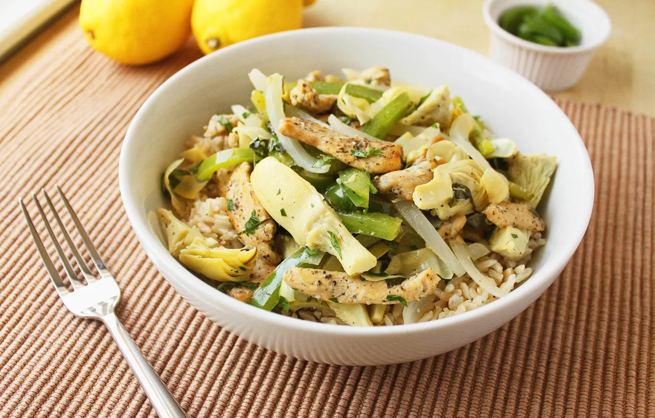 Photo wallpaper food, chicken, Artichoke, Mediterranean