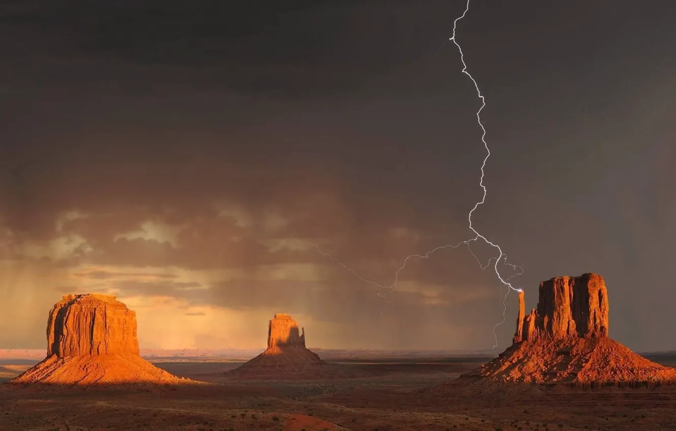 Photo wallpaper USA, Arizona, monument valley l, ighting