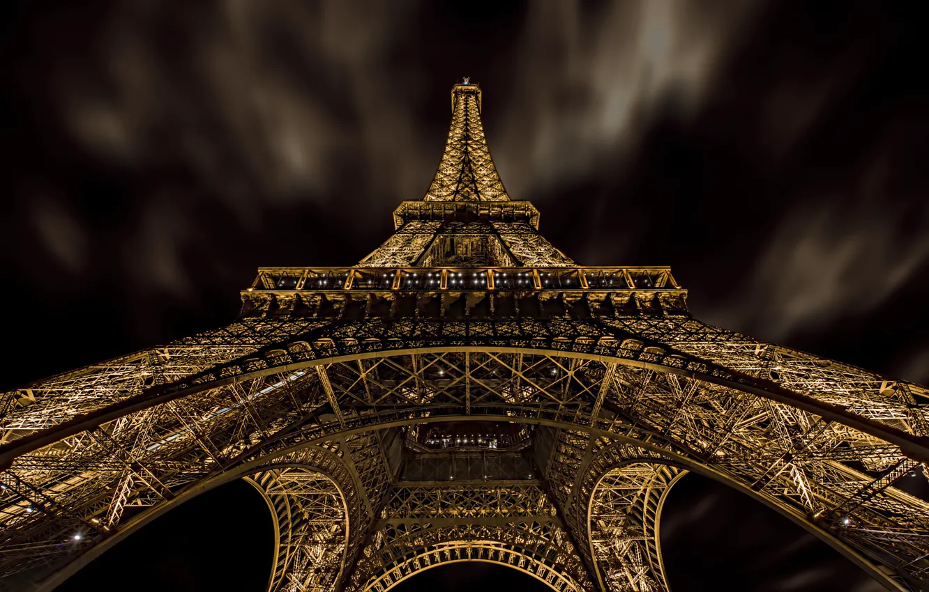 Photo wallpaper the sky, night, Paris, Eiffel tower