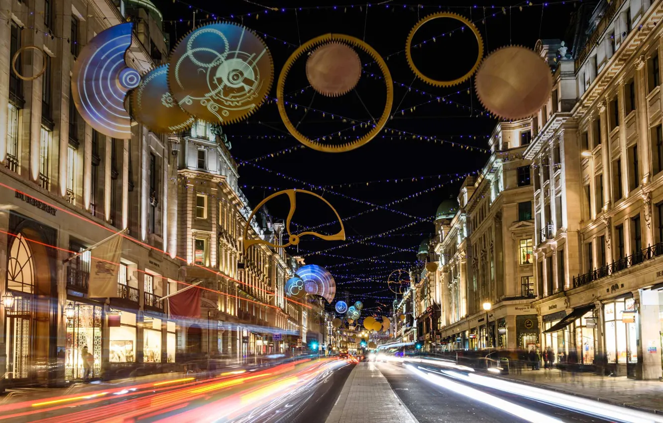 Photo wallpaper London, Christmas lights, West End, Regent street