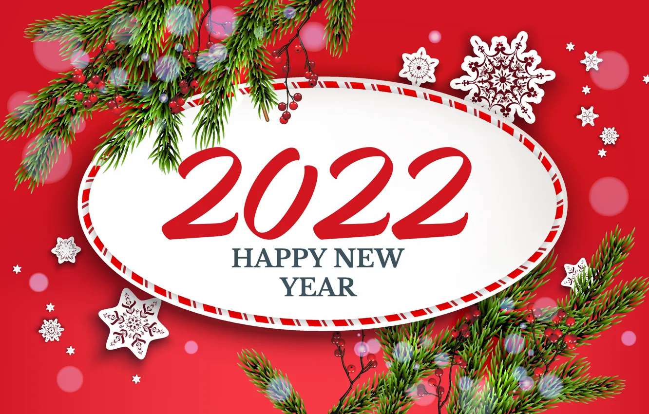 Photo wallpaper snowflakes, branches, background, tree, figures, New year, new year, 2022
