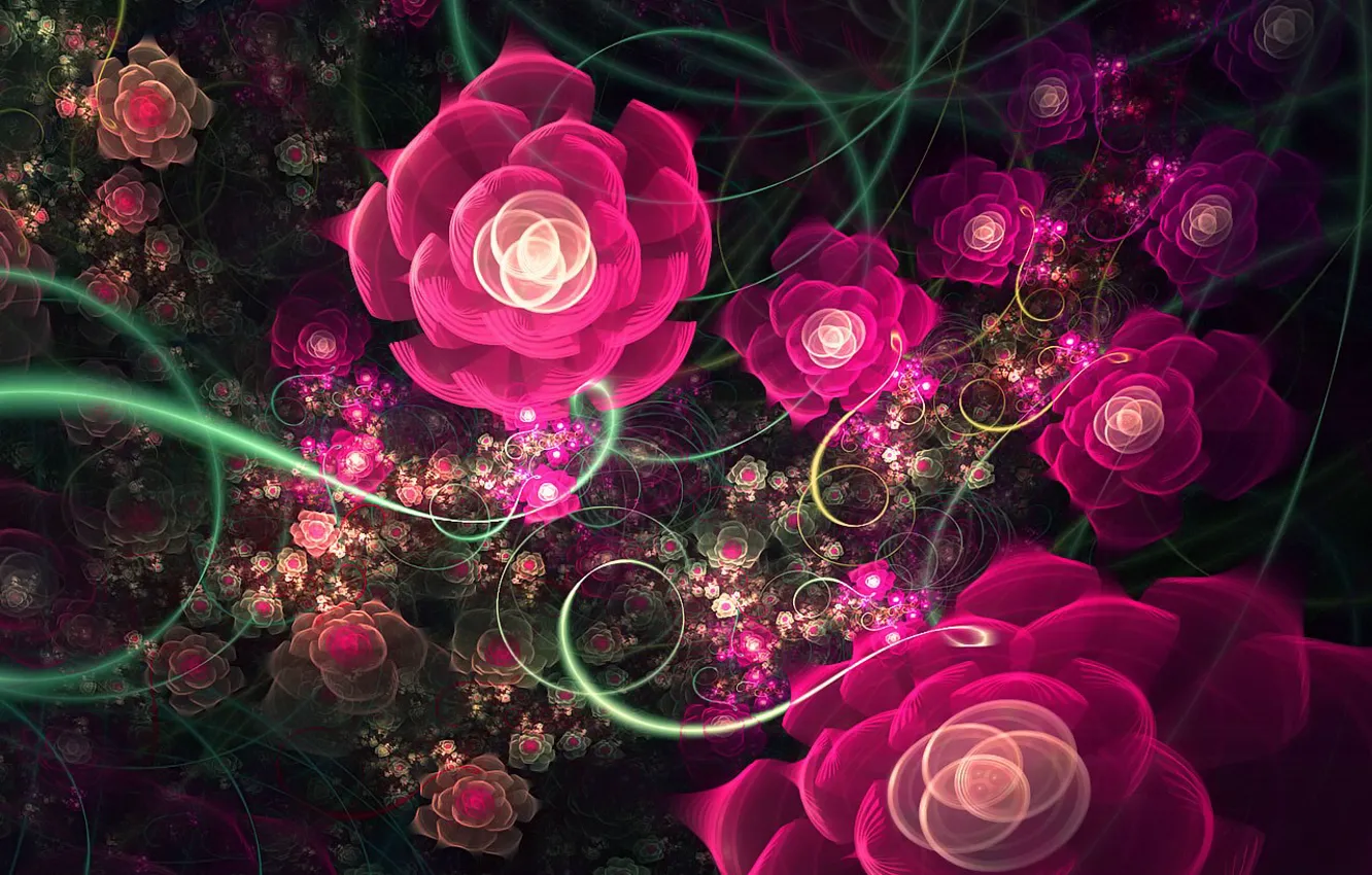 Photo wallpaper fractals, roses, Pattern
