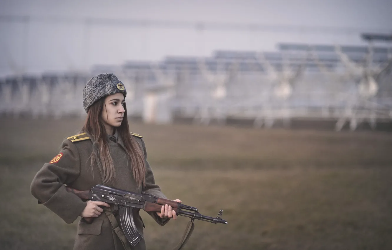 Photo wallpaper girl, machine, form