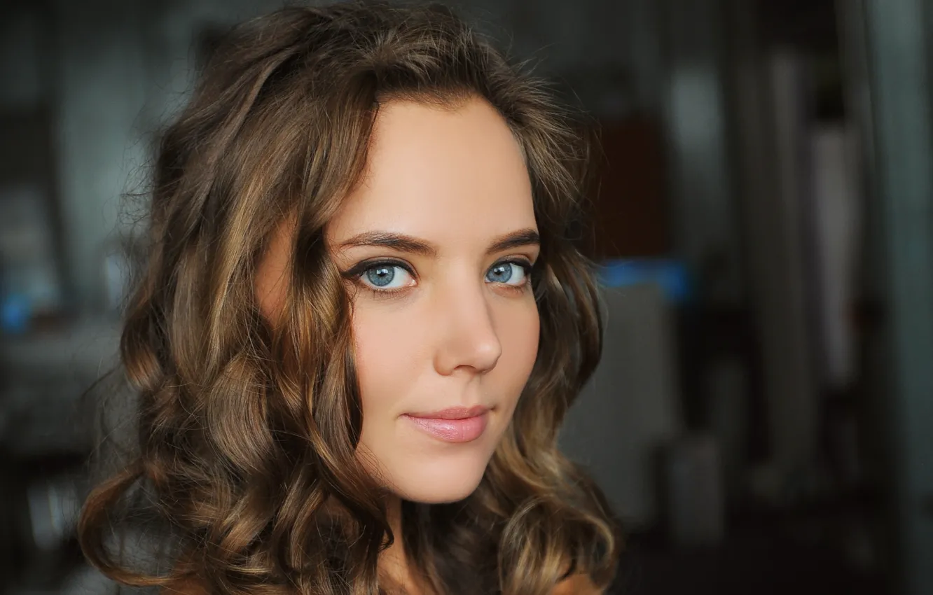 Photo wallpaper girl, long hair, smile, blue eyes, beautiful, pretty, face, blonde