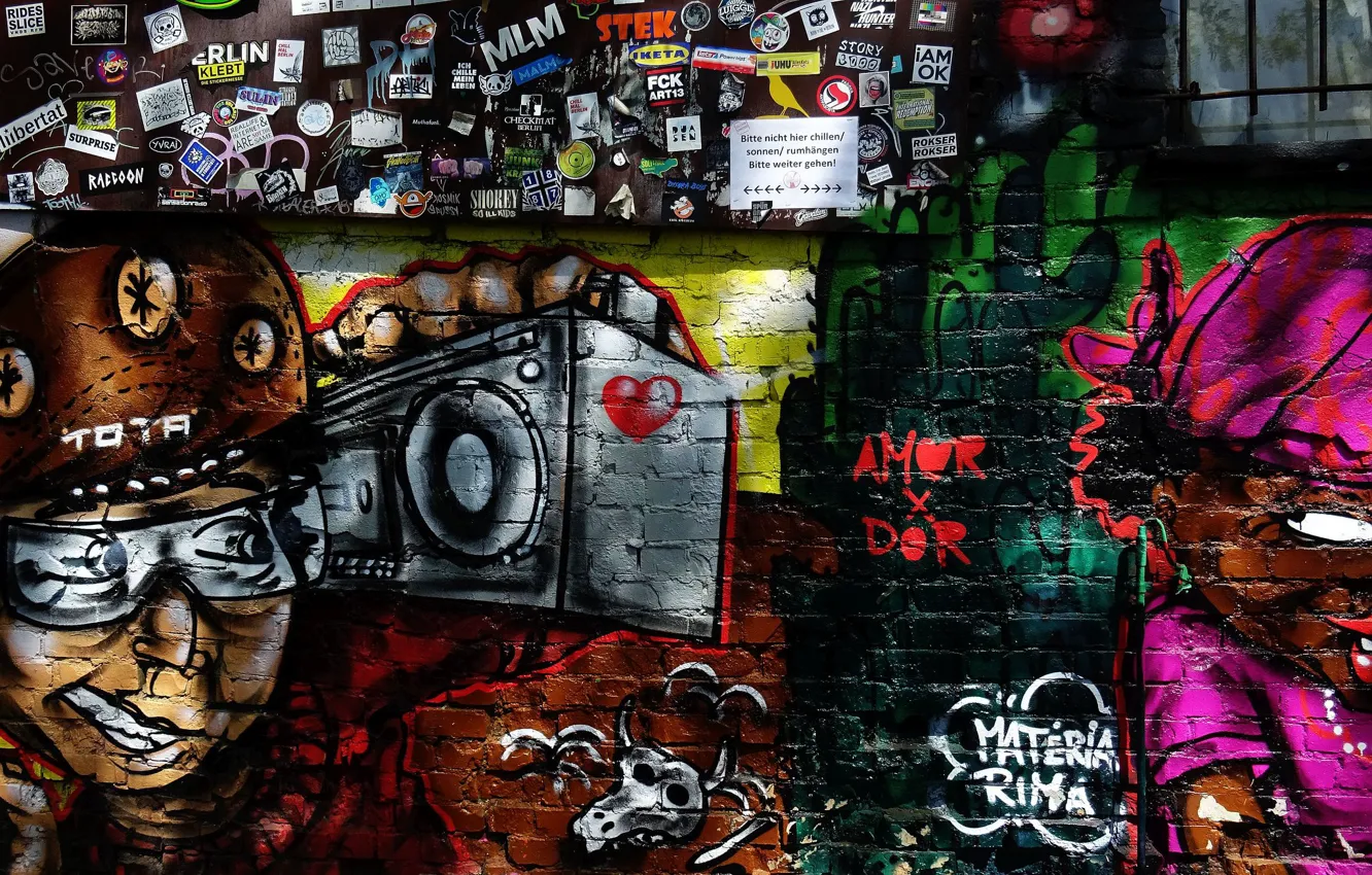 Photo wallpaper wall, graffiti, figure
