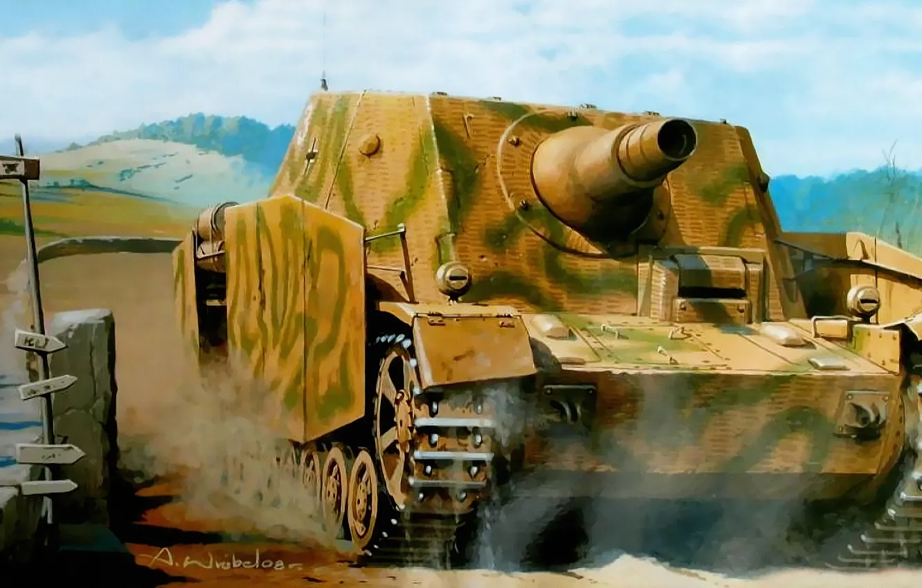 Photo wallpaper war, art, tank, ww2, german tank, assault tank