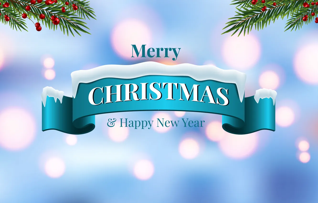 Photo wallpaper branches, photo, the inscription, new year, vector graphics