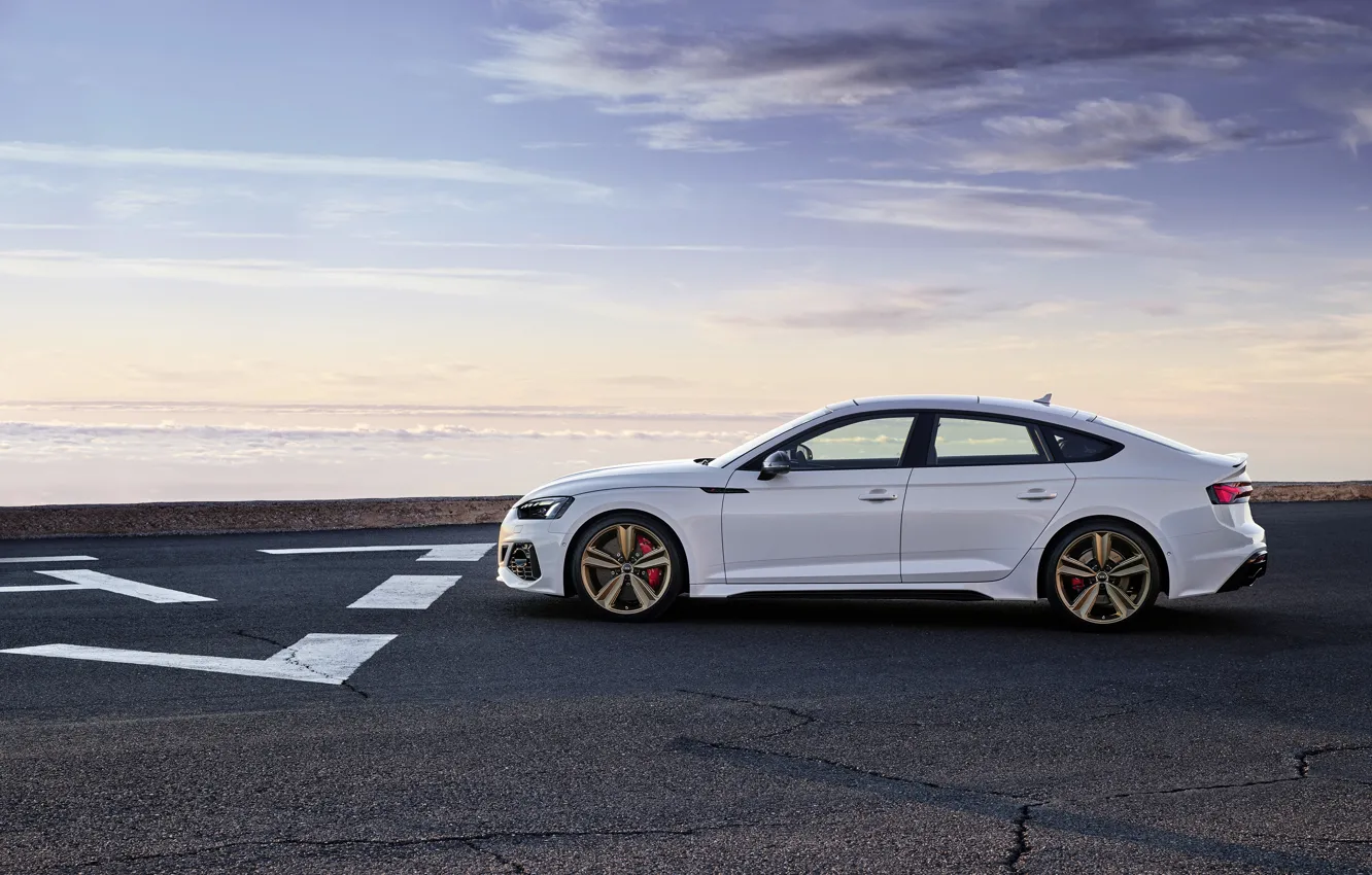 Photo wallpaper sunset, Audi, the evening, side view, RS5, Sportback, RS 5, 2020
