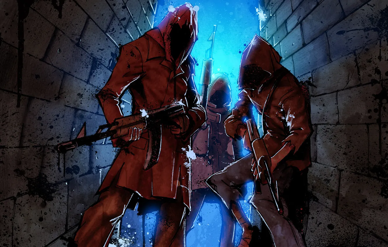 Photo wallpaper weapons, people, art, machine, hood, lane, infamous