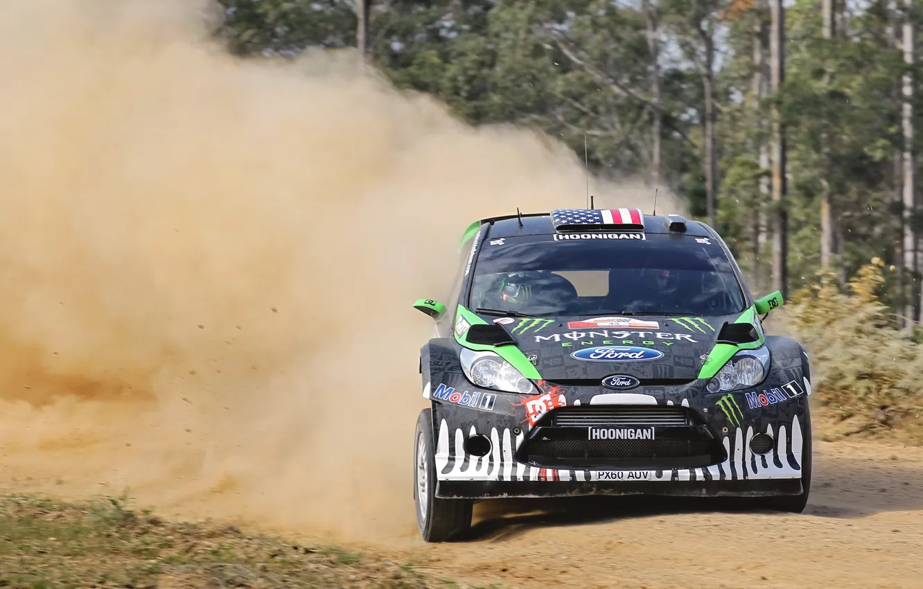 Photo wallpaper machine, auto, race, sport, lights, speed, Ford, dust