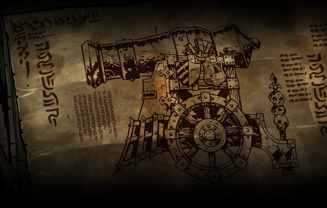 Photo wallpaper metal, drawing, Darkest Dungeon, 8 pound cannon