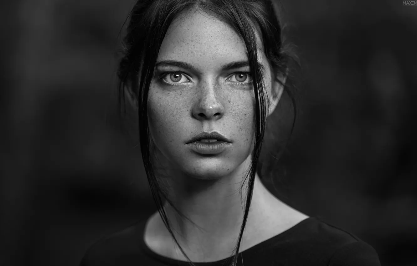 Photo wallpaper look, girl, face, background, sweetheart, portrait, surprise, brunette