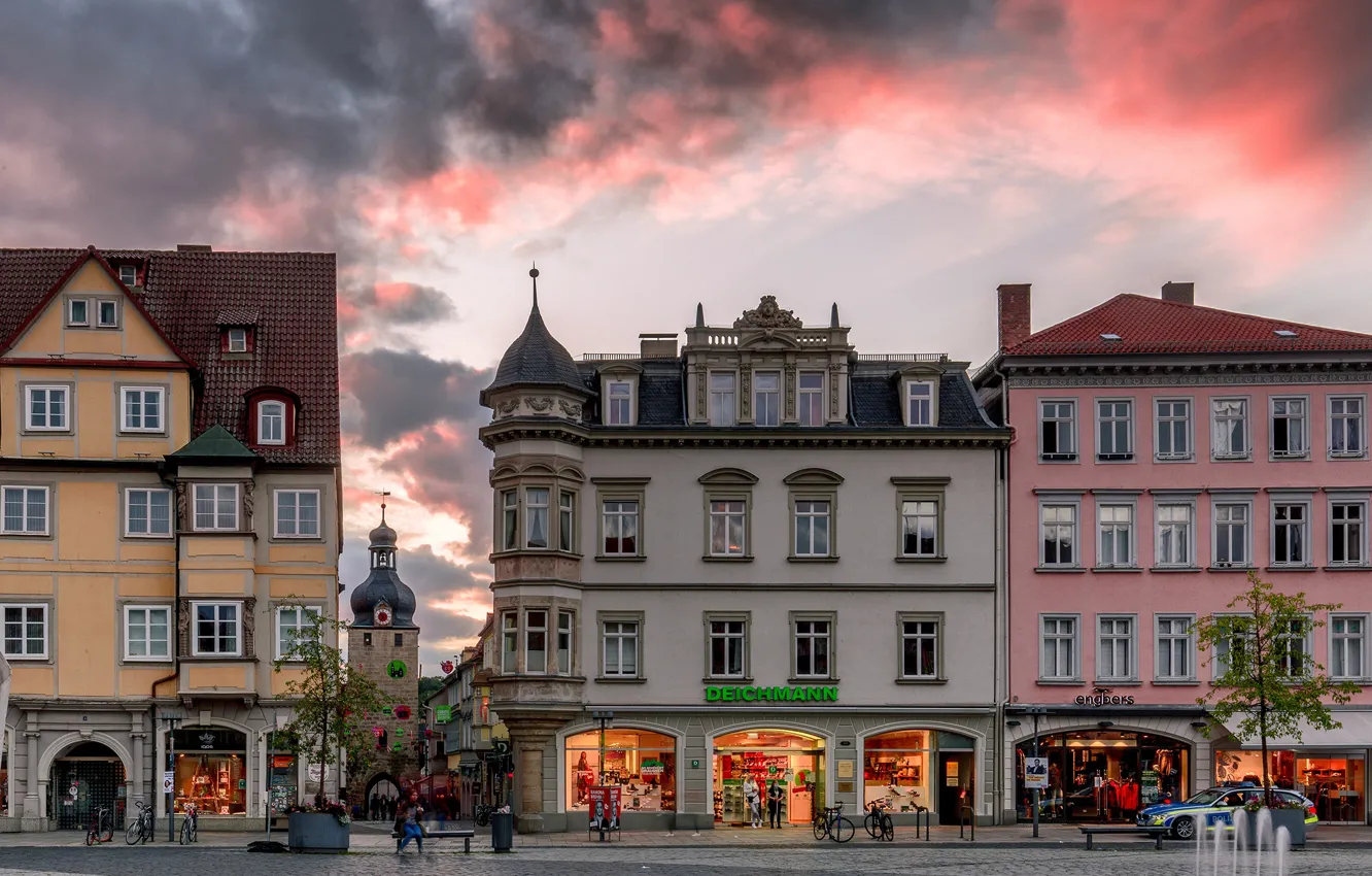 Photo wallpaper the sky, sunset, street, building, home, Germany, Coburg