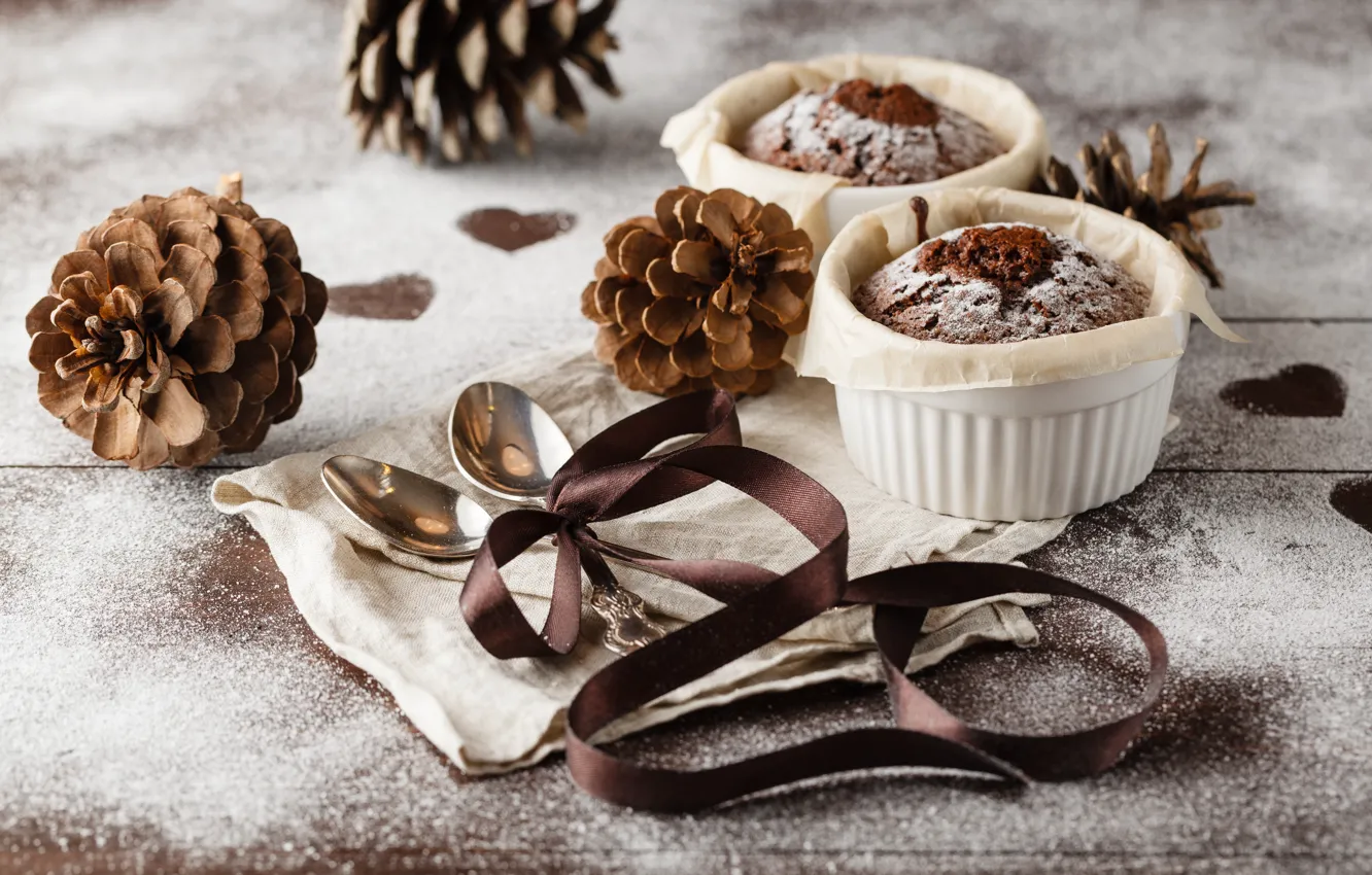 Photo wallpaper bumps, dessert, chocolate, cupcakes