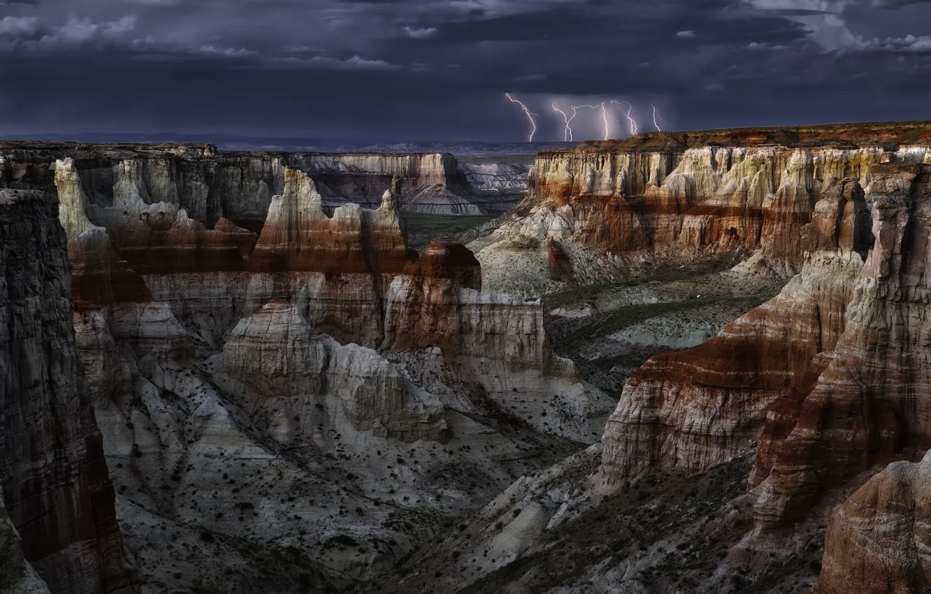 Photo wallpaper the sky, clouds, rocks, zipper, canyon, AZ, USA, USA