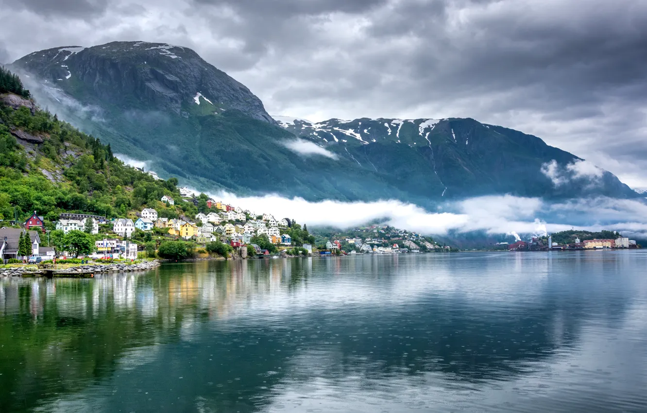Photo wallpaper clouds, mountains, Norway, Norway, the fjord