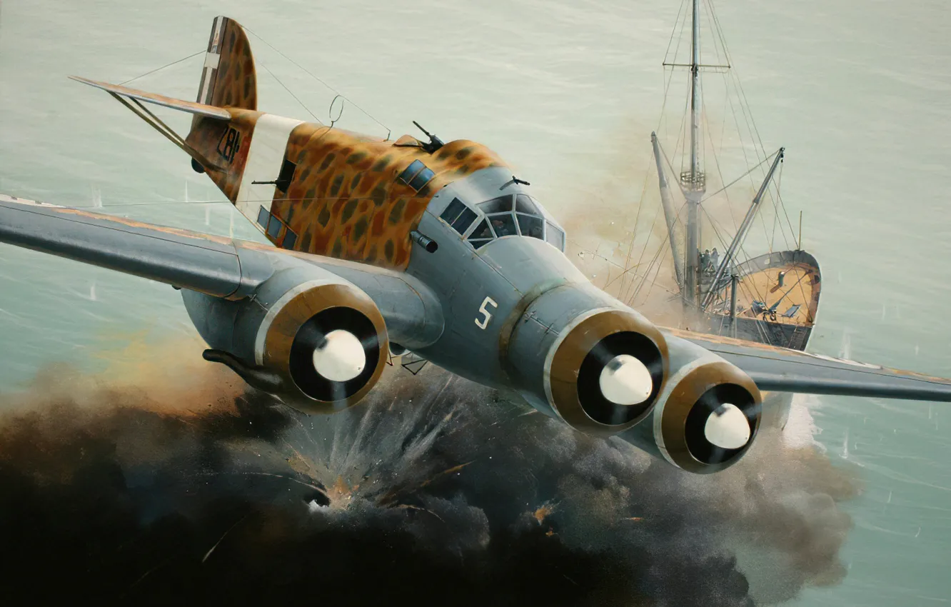 Photo wallpaper bomber, art, airplane, aviation, WW2, Savoy-Marchetti SM.79